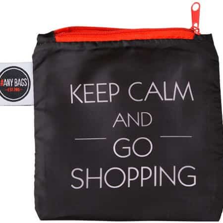 Shoppingkasse med texten Keep Calm and Go Shopping ingraverat - ihopvikbar