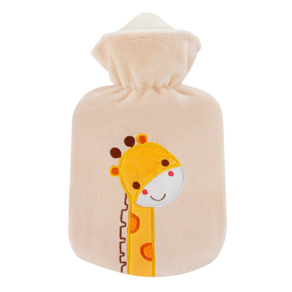 Värmeflaska med fodral i mindre storlek med giraffmotiv