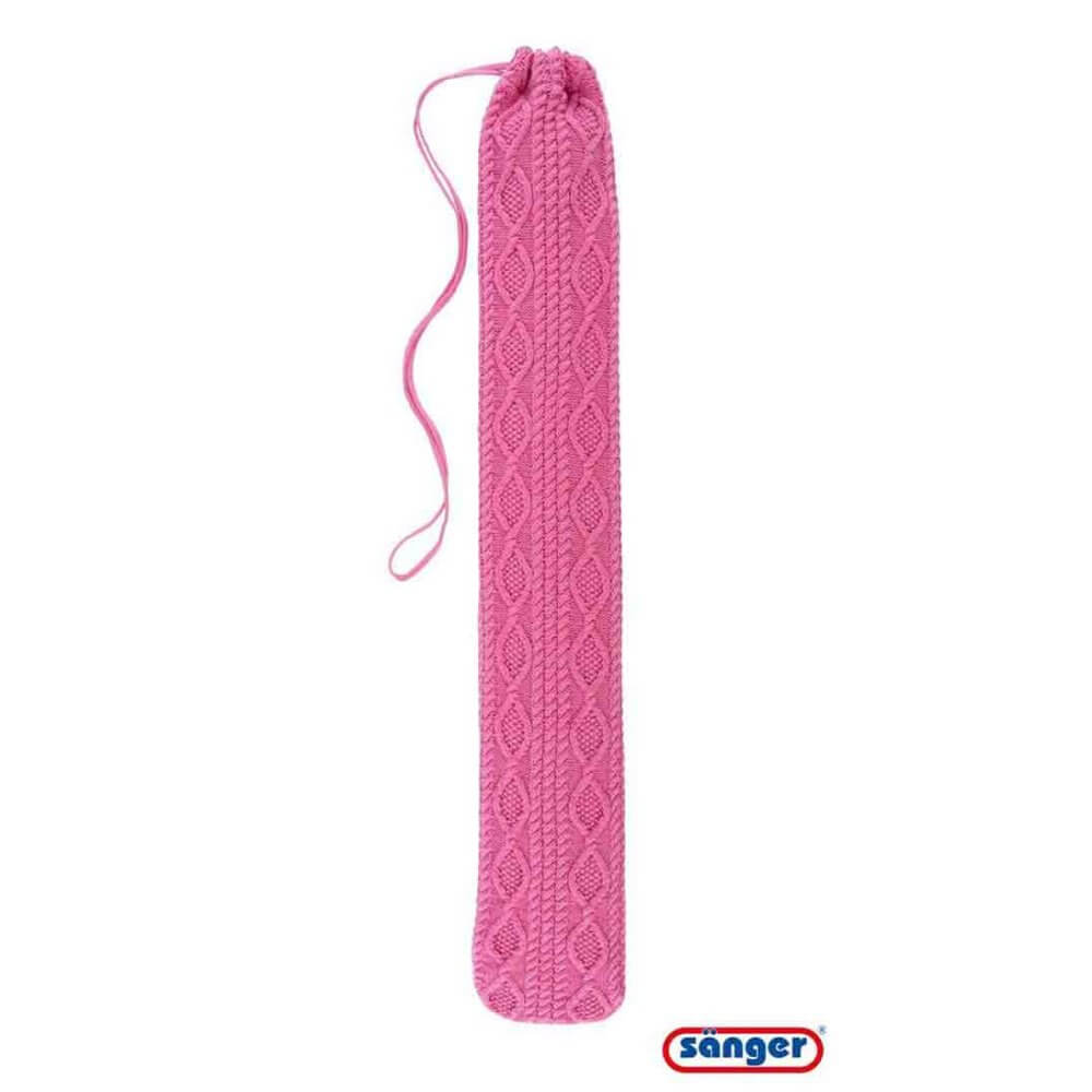 Lång värmeflaska med fodral i rosa nyans