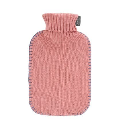 FASHY värmeflaska Polo Coral, 2 liter med stickat fodral i korallrosa