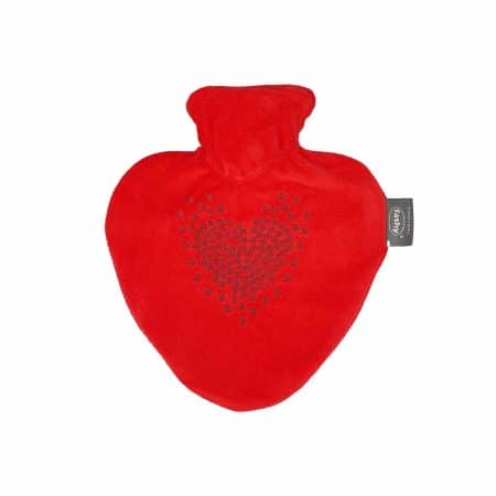 FASHY värmeflaska Glittering Heart, röd hjärtformad värmeflaska