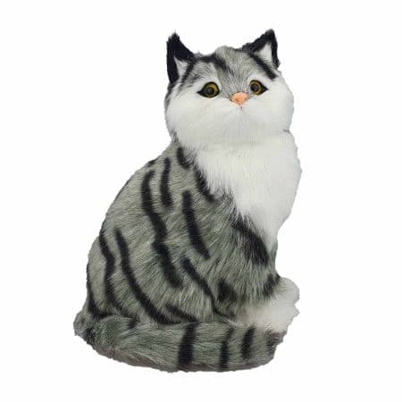 Perfect Petzzz Grå Tabby katt, grå katt gosedjur, 16 cm