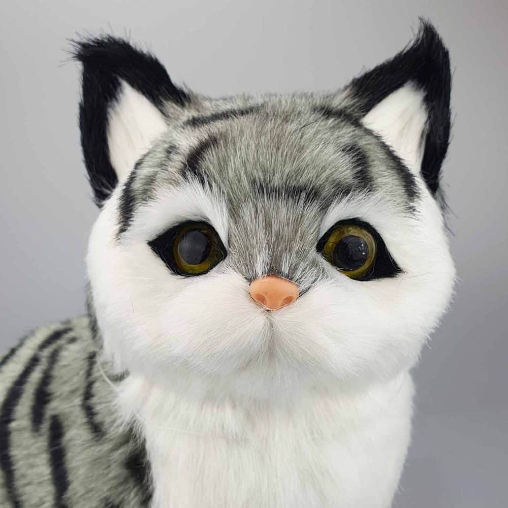 Perfect Petzzz grå Tabby katt gosedjur 26 cm, ansikte