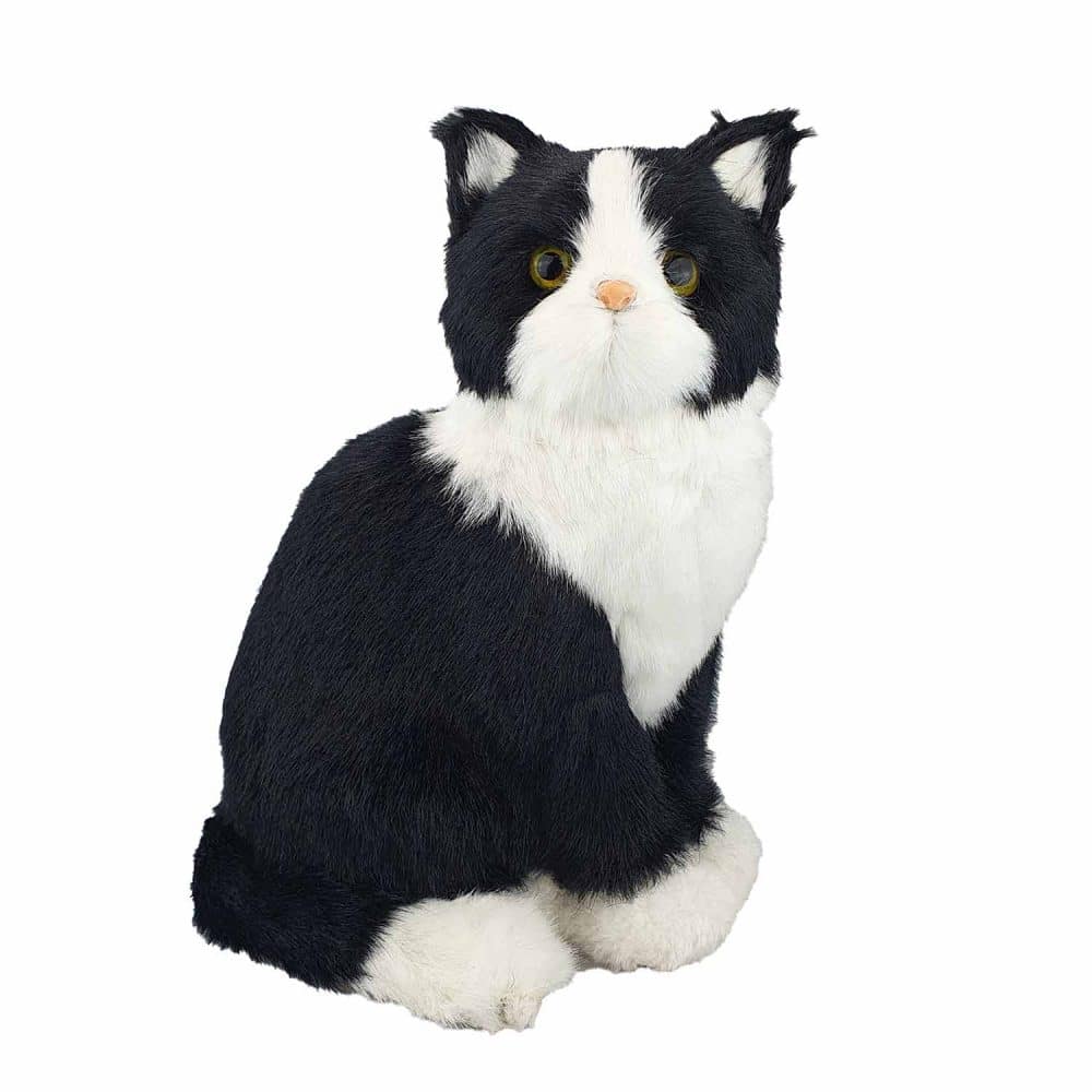 Perfect Petzzz svart vit katt gosedjur 26 cm, sittande