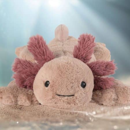 Warmies axolotl rosa gosedjur, under vatten