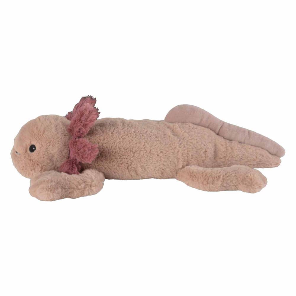Warmies axolotl rosa gosedjur från sidan